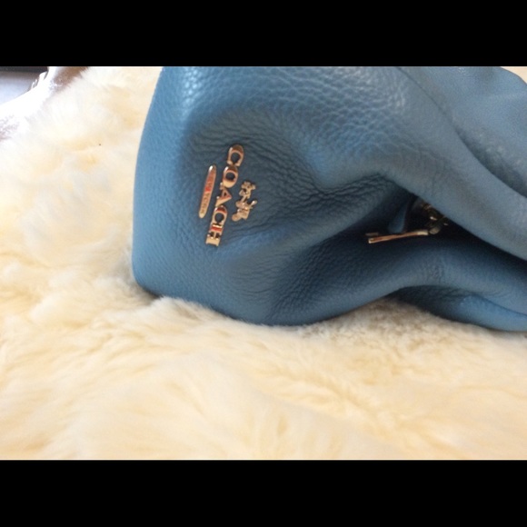 Coach Blue Leather Double Handle Bag - Picture 4 of 9